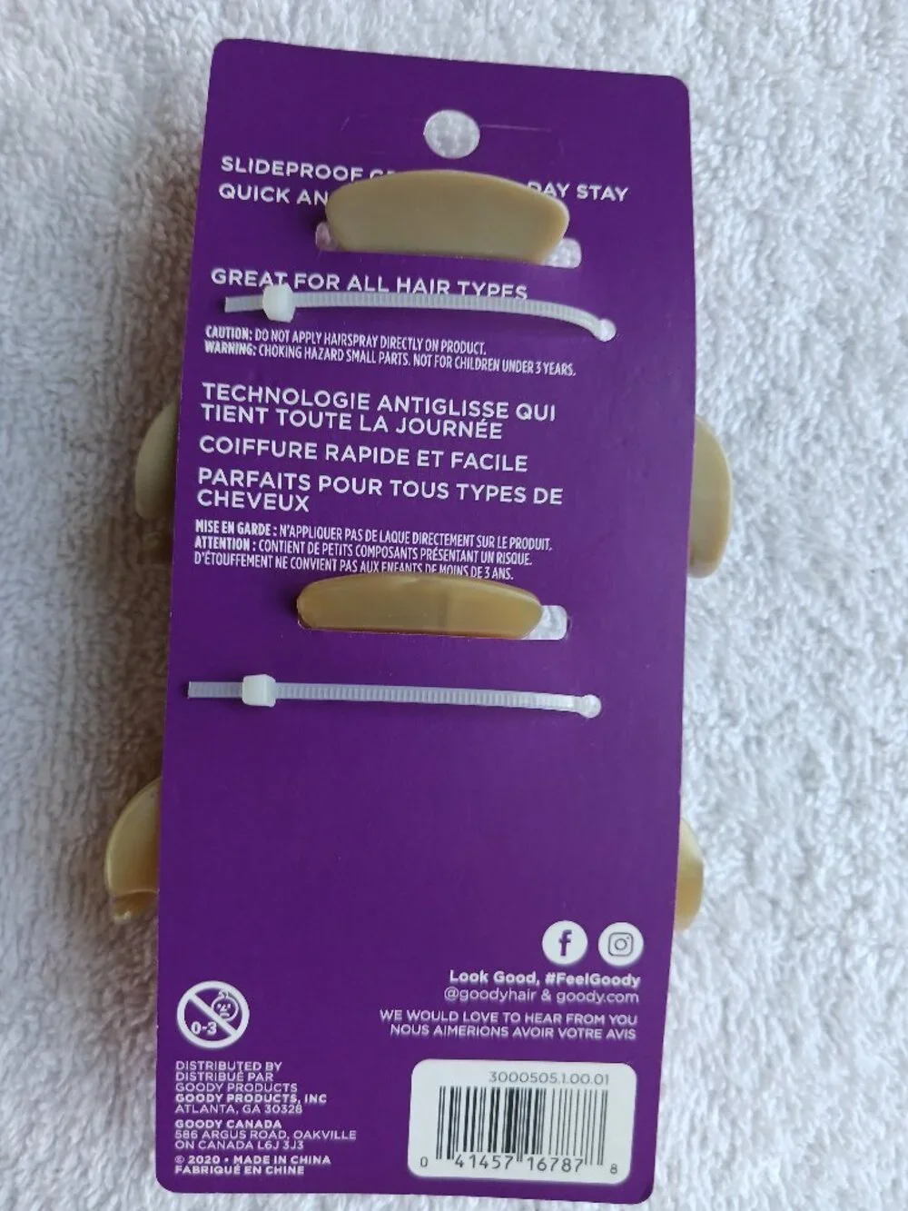 2 Goody Slideproof Inner Teeth Medium Claw Clips Hair Jaw Plastic GoldTan Blonde